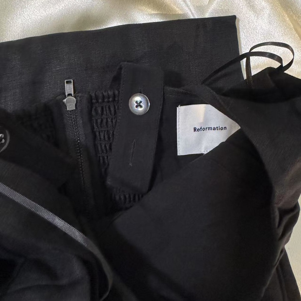 Reformation Balia Linen Dress in Black *NEW* - Picture 6 of 7